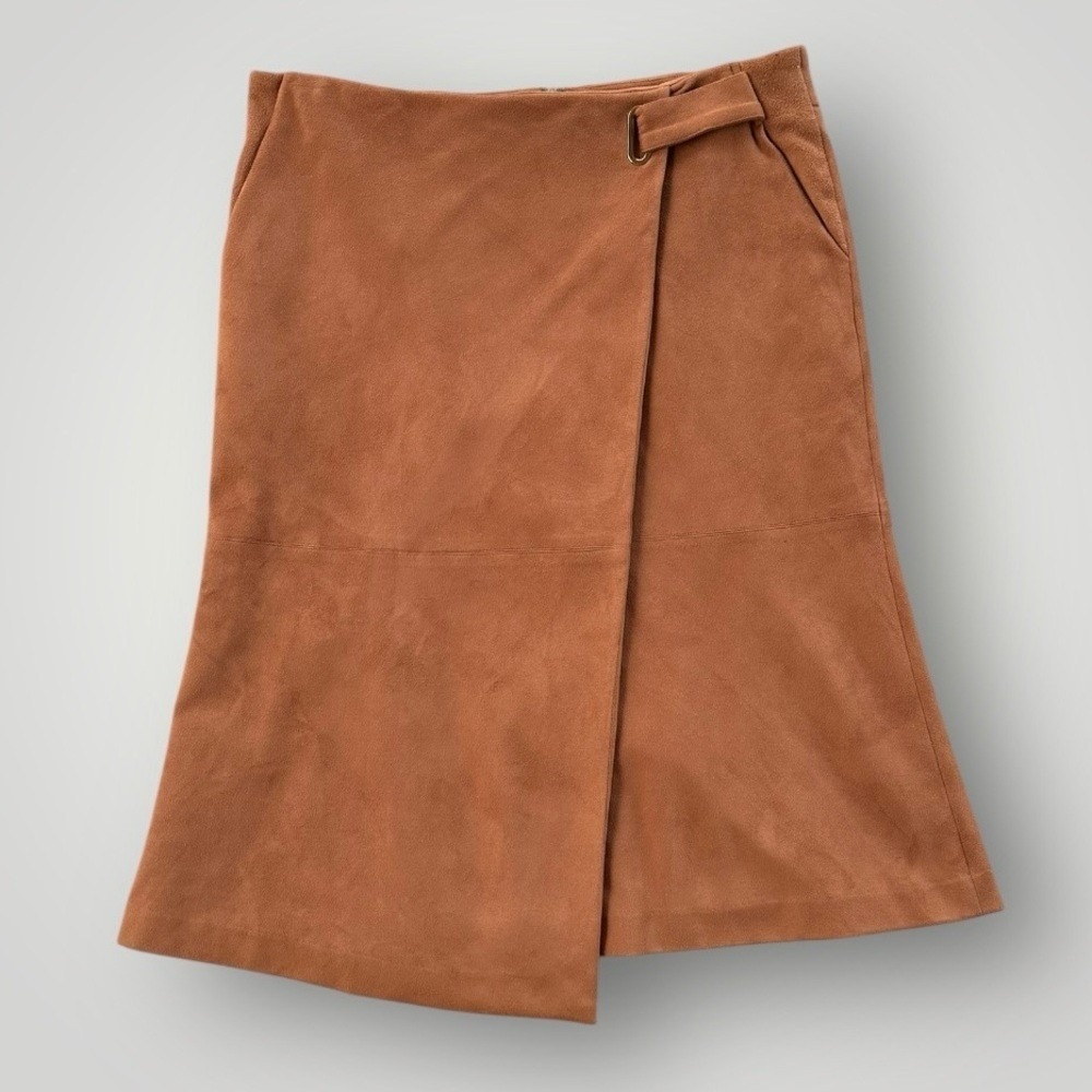 Antonio Melani Skirt Womens 12 Brown Faux Suede Wrap Buckle Professional Boho